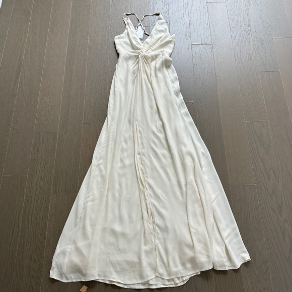 Reformation Bray V Neck Twist Front Maxi Dress Gown Bridal Ivory Wedding - Sz 2 - Picture 2 of 11